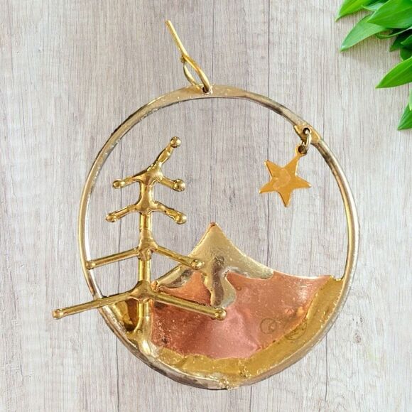 Handmade Copper Earrings Wilderness Trees Mountains - Picture 9 of 10